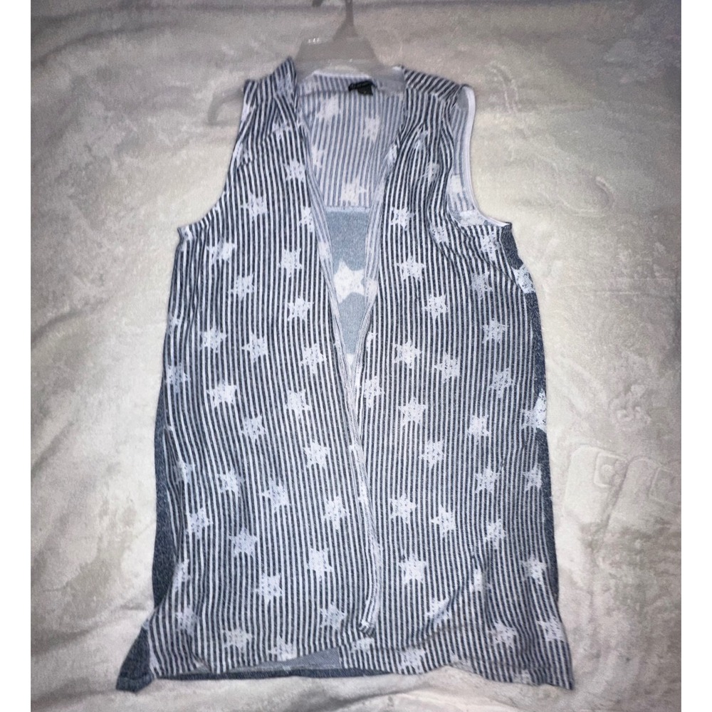 New Directions‎ Stars Vest Sleeveless Patriotic USA Americana Blue White M